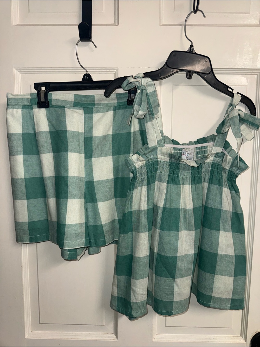 Compania Fantastica mint Plaid Tie-Shoulder Tank set size small